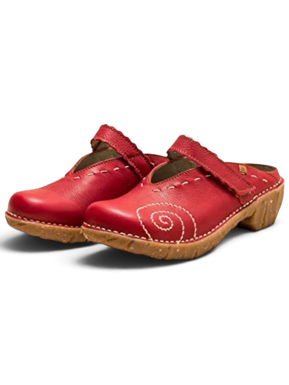 El Naturalista Yggdrasil Red Leather Clogs